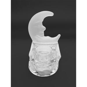 VTG PartyLite Crescent Moon & Stars Frosted and Clear Glass Votive Candle Holder